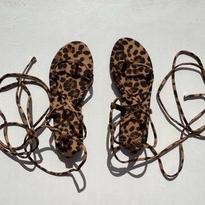leopard print strappy sandals